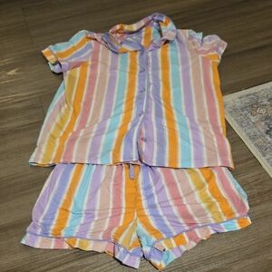Wonder Nation Striped Pajama Set - Pink, Orange, Purple